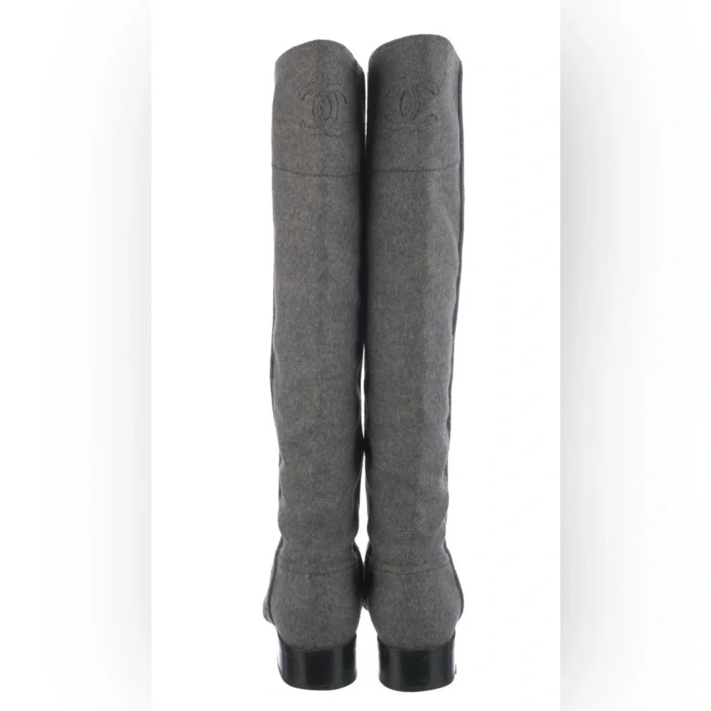 CHANEL Charcoal Tall Boots